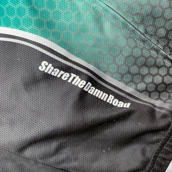 Share The Damn Road Mens Cycling Jersey Small White Green Full Zip Shirt Thanks - Picture 4 of 7